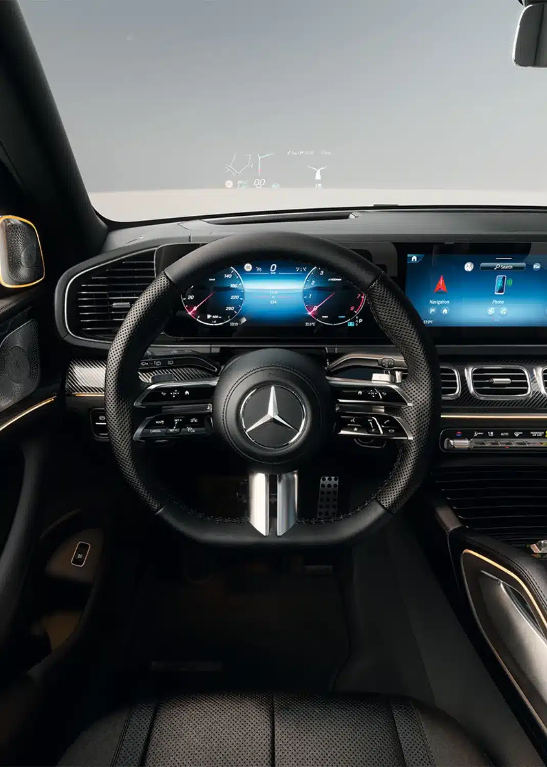 Mercedes GLS svart interiör amg ratt