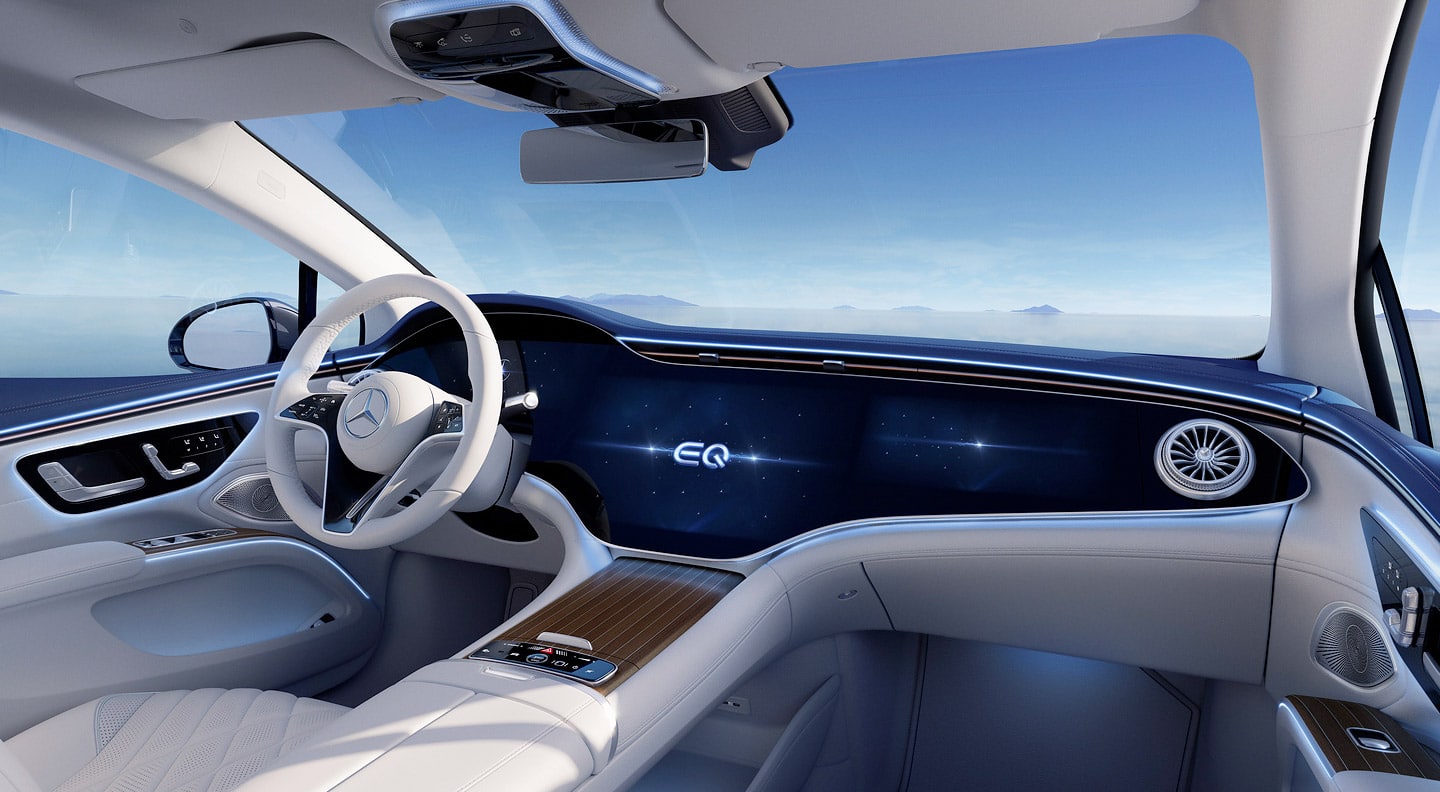 vit lyxig interiör i en lyxbil