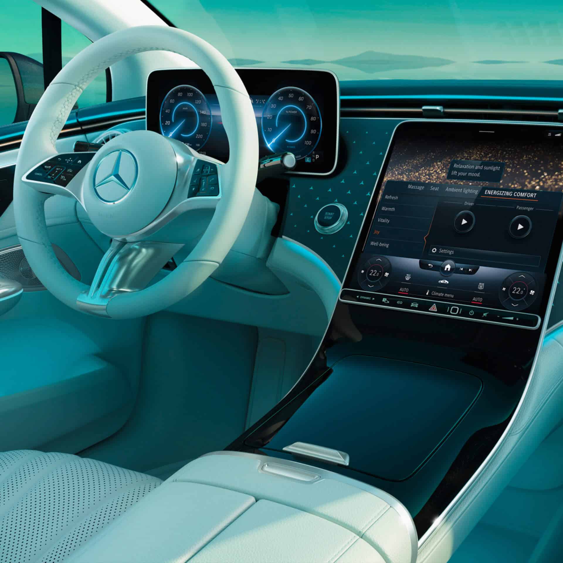 bilinteriör i vitt läder