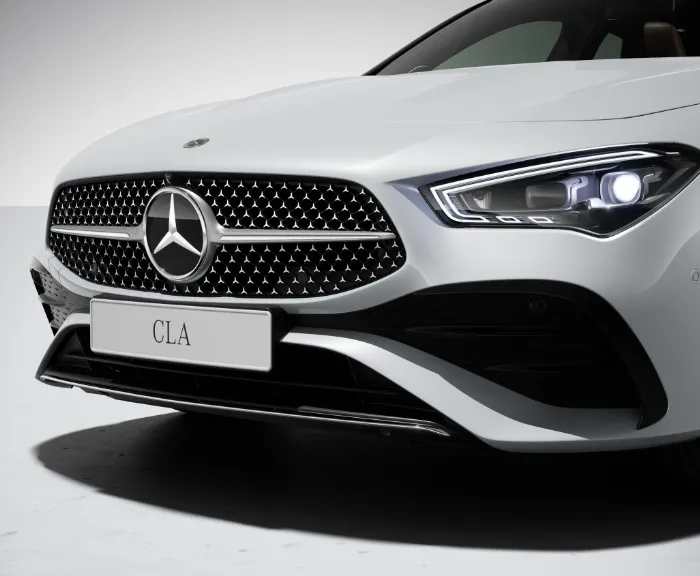 detaljbild på en mercedes cla med amg line