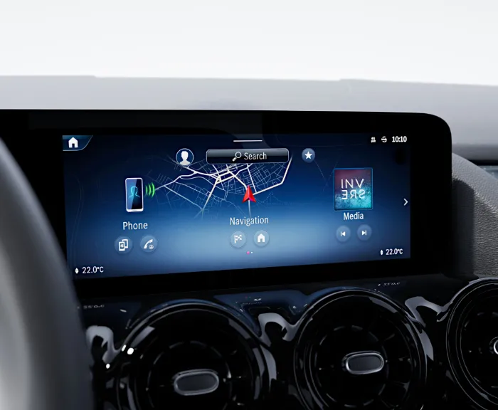 detaljbild på en infotainment skärm