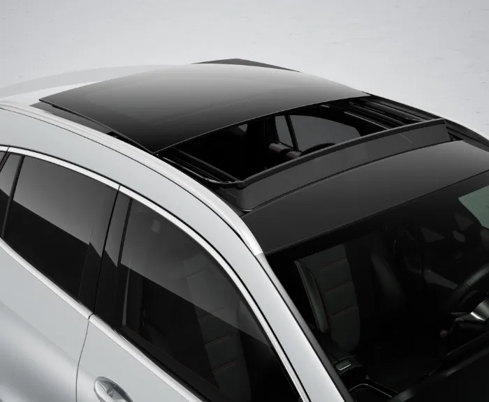 detaljbild på ett öppet panoramatak