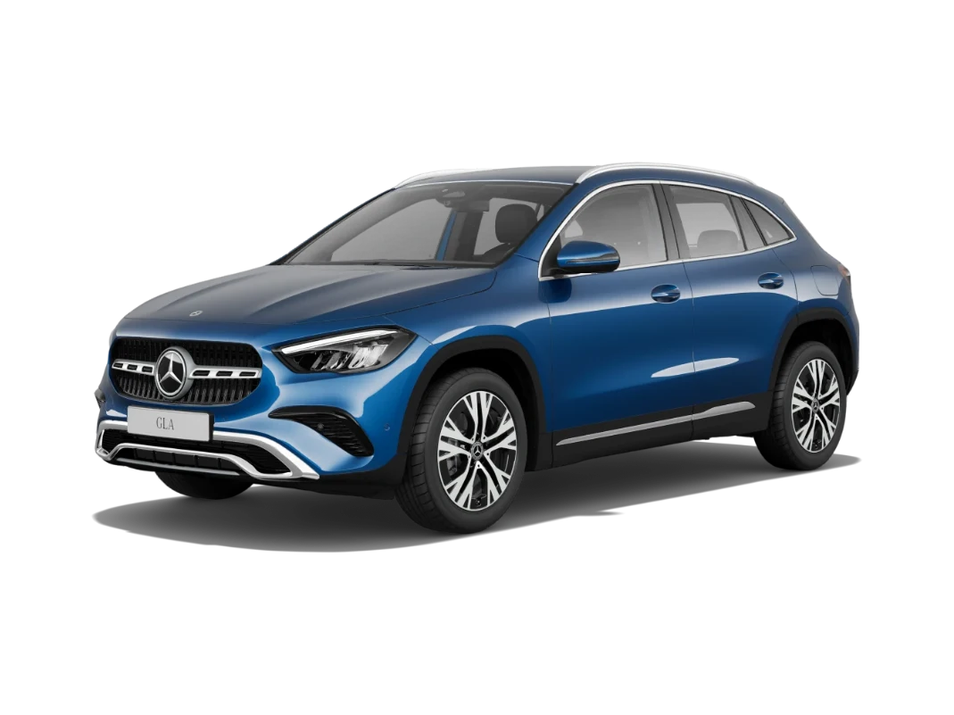 en blå mercedes gla i progressive line utförande