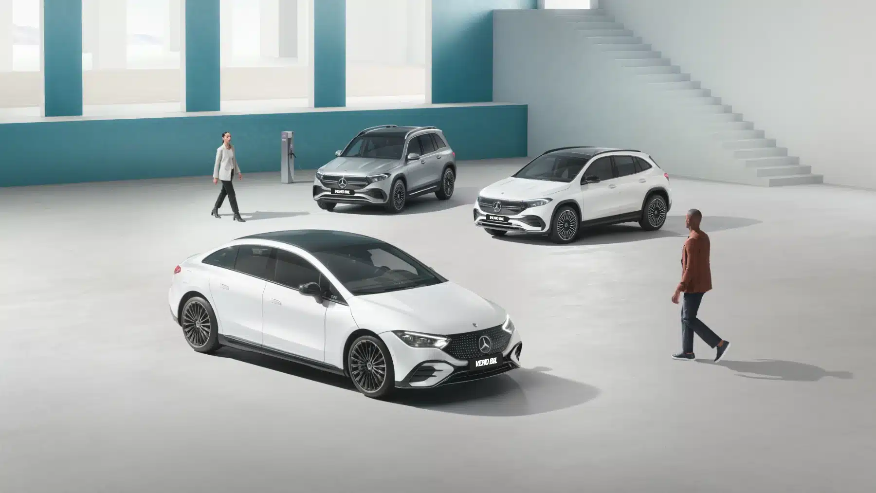 Tre mercedes elbilar