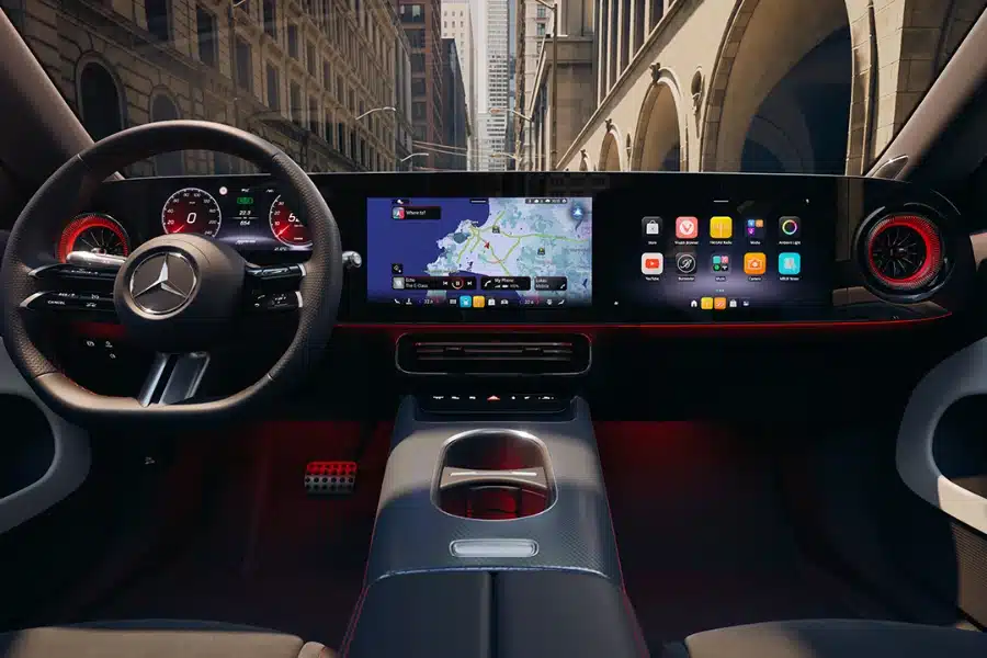 Interiören i en CLA med MBUX superscreen